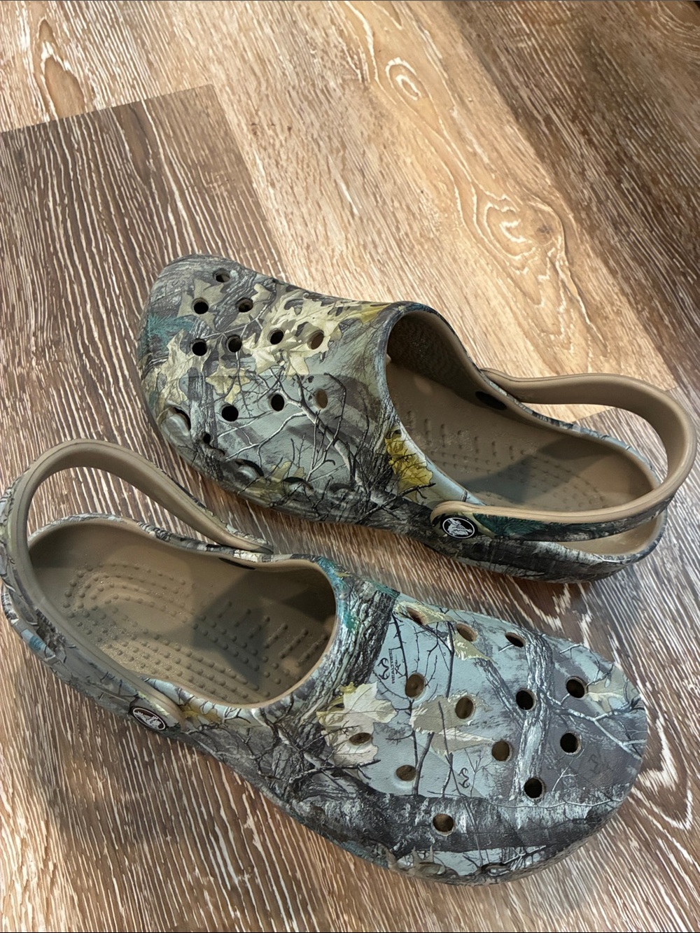 CROCS Classic Clog in Woodland Camo and Tan